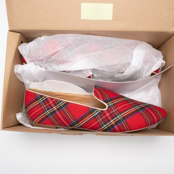 NEW J. Crew Tartan Loafers in Red Black Multi plaid - Picture 11 of 16
